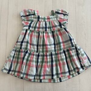 Pink and Green Plaid Ruffle Butts 100% Cotton Puff Sleeve Dress Size 2T VGUC